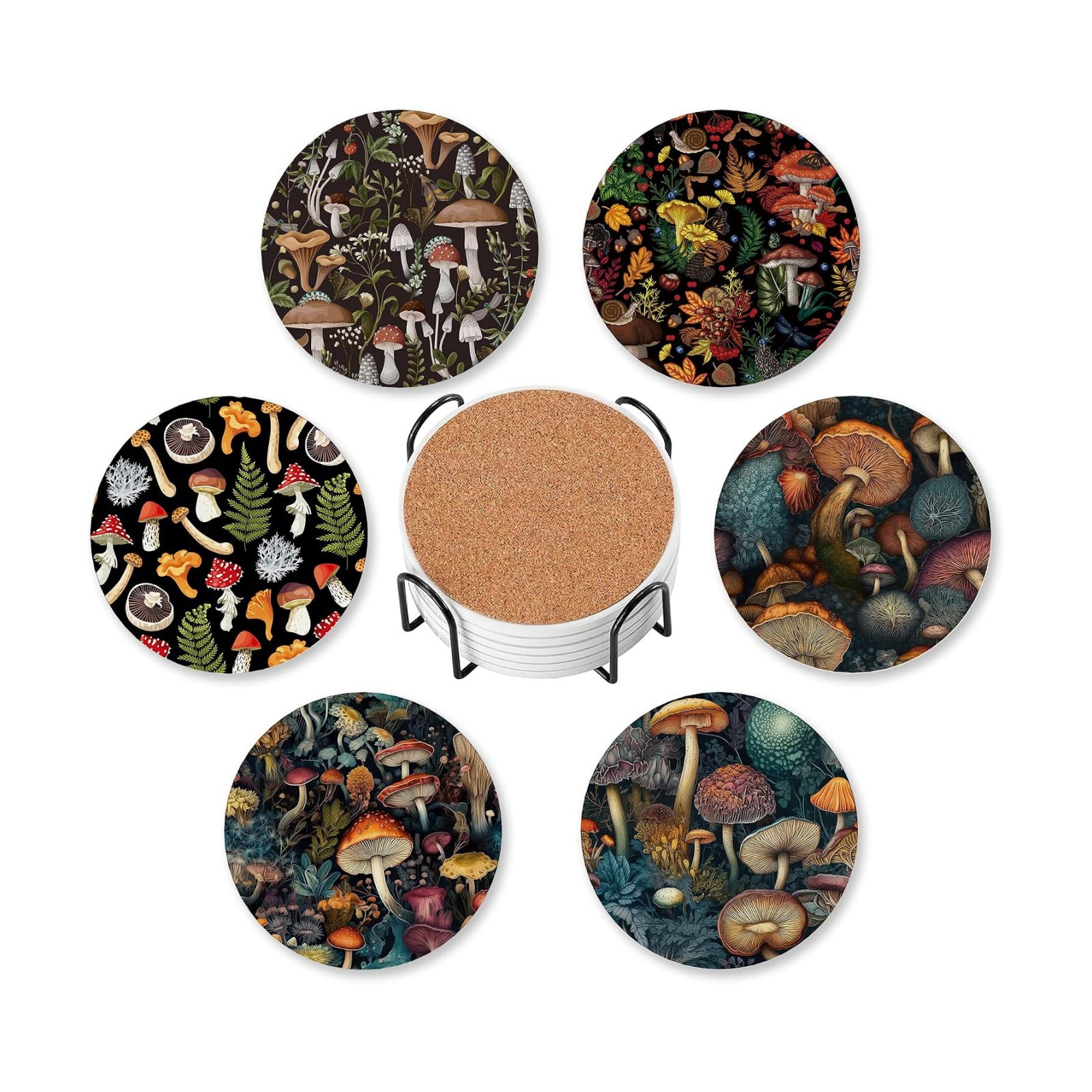 Holder / Mushrooms Coasters for Drinks Absorbent / Mushrooms,spring Leaves