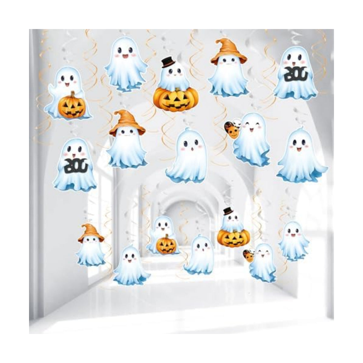 FRIDAY NIGHT 30Pcs Cute Ghost Halloween Hanging Swirls