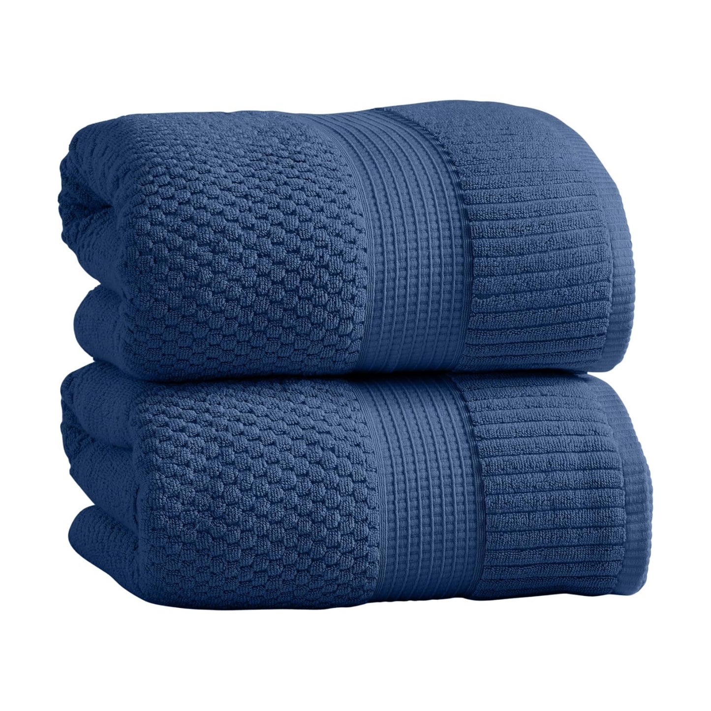 NY Loft 100% Cotton 2-Pack Bath Sheet Set | Navy | Oeko-TEX | Quick-Dry | Two Oversized 35" x 70" Bath Towels / Bath