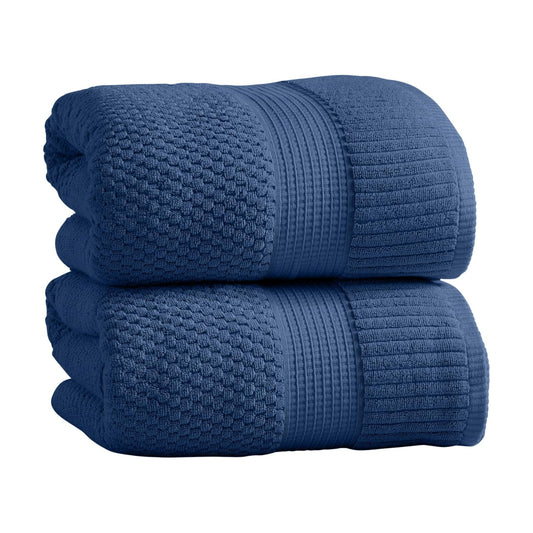 NY Loft 100% Cotton 2-Pack Bath Sheet Set | Navy | Oeko-TEX | Quick-Dry | Two Oversized 35" x 70" Bath Towels / Bath