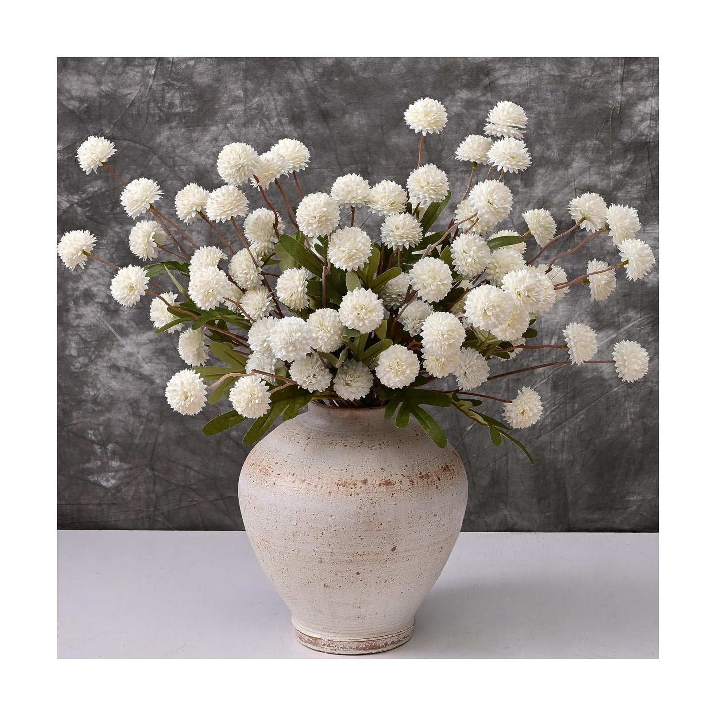 Fake Silk Pompon Mum Artificial Flowers / White / Set of 10