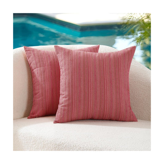 Outdoor Chenille Pillow Covers / 18 x 18 / Hot Pink / Set of 2