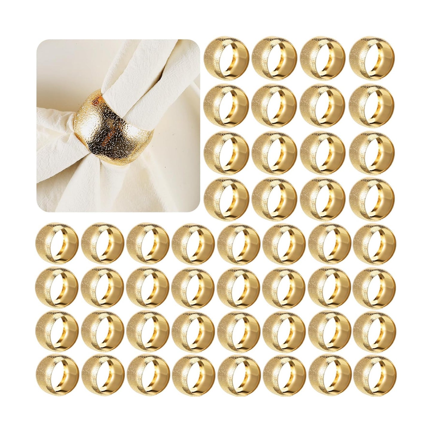 Lallisa 100 Pcs Gold Napkin Rings Bulk Metal Classic Brass Napkin Ring Holders Elegant Farmhouse Cloth Table