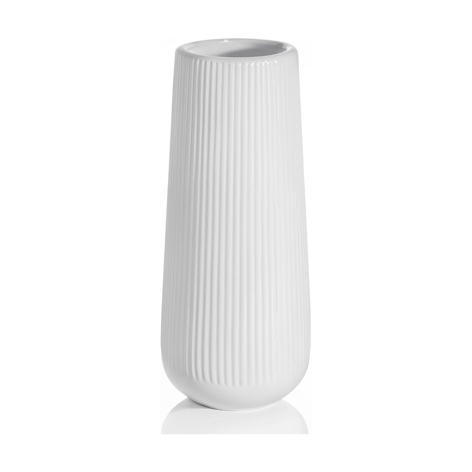 Modern Ceramic Vase / Stripes / White