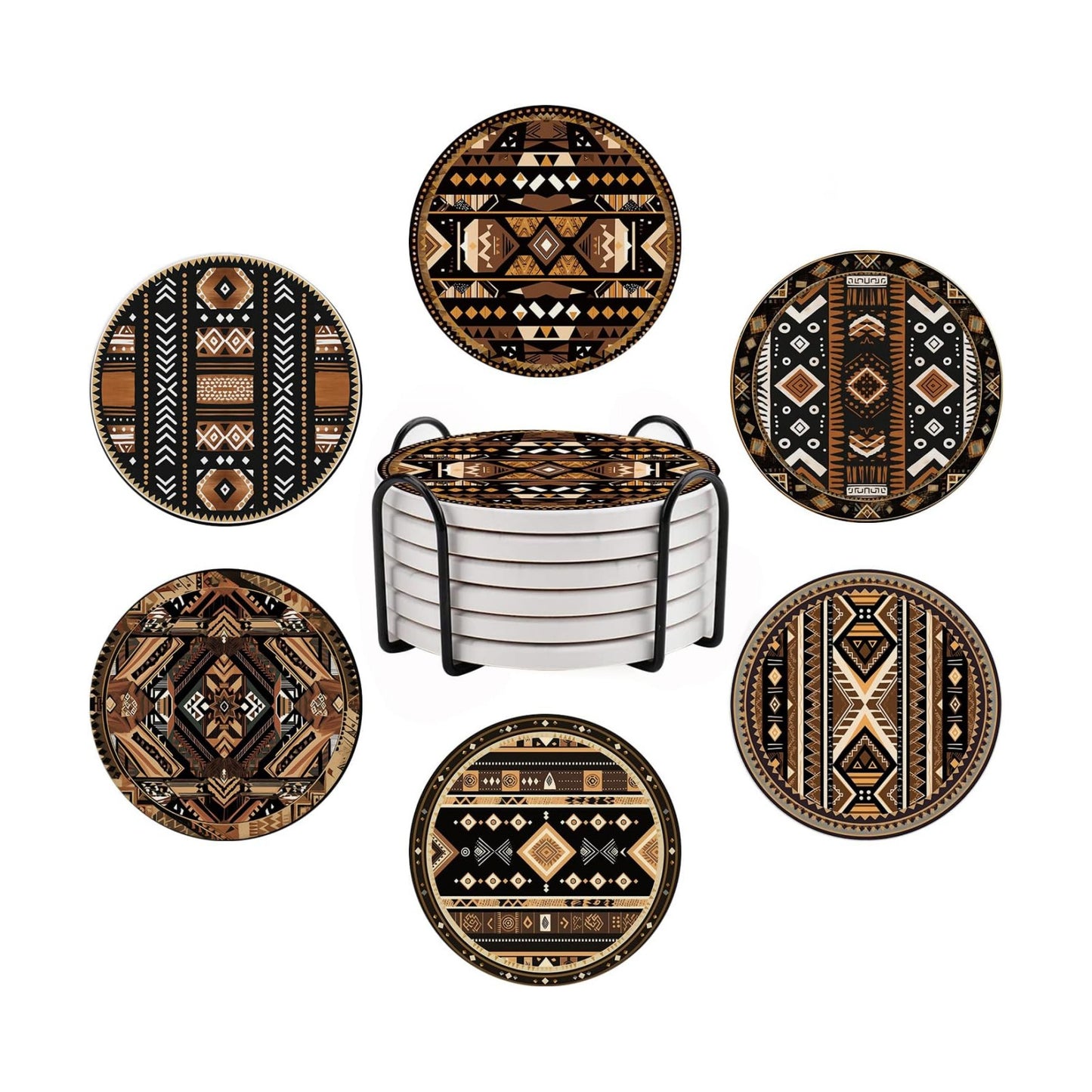 Cork Base and Metal Holder / Western / Set of 6