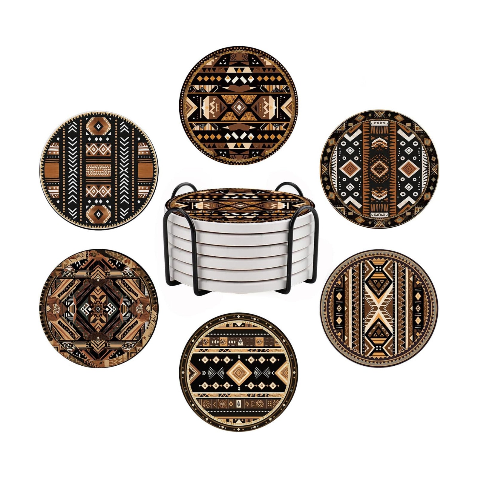 Cork Base and Metal Holder / Western / Set of 6