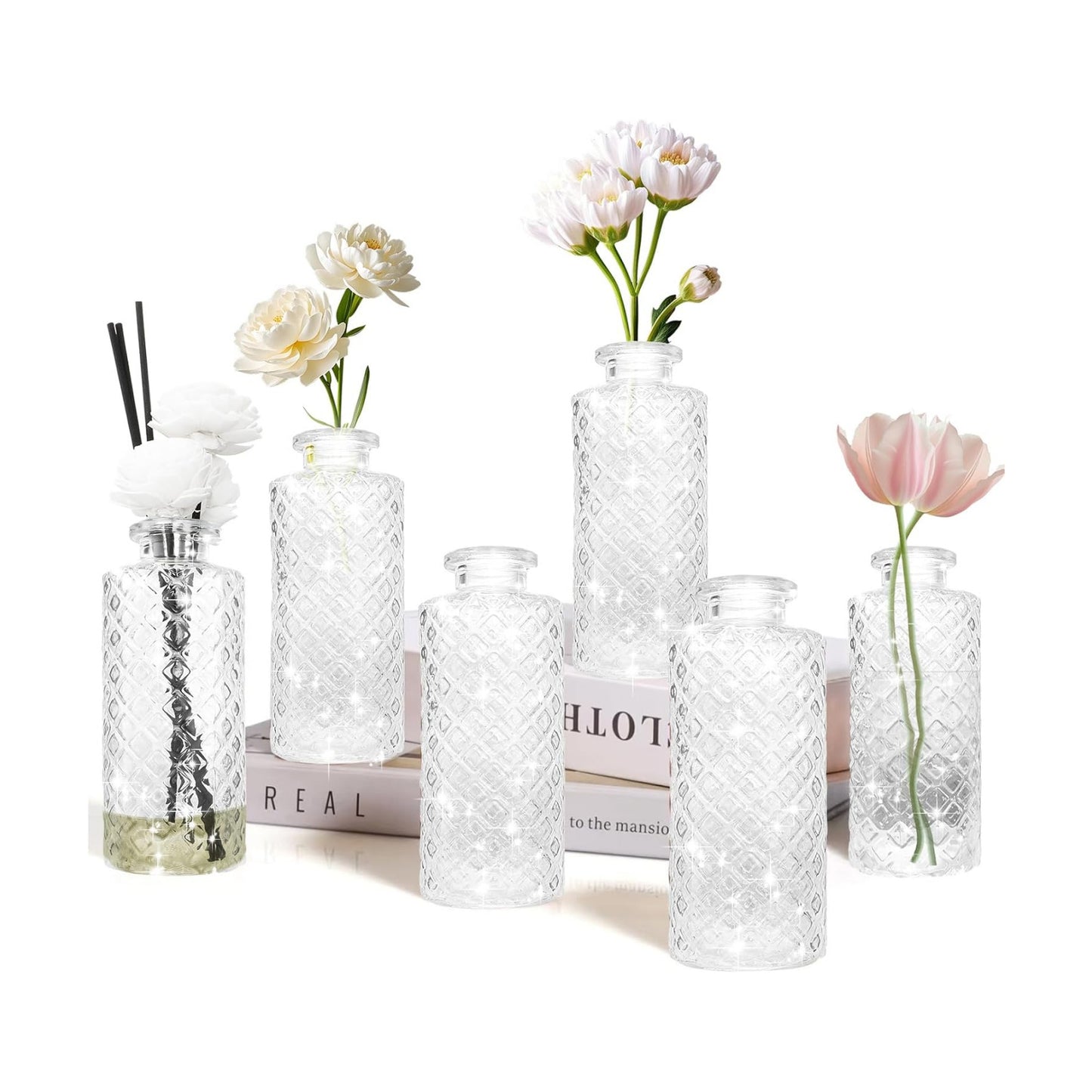 Bud Vase / Flower Bottle / White / Small Vase / Set of 6