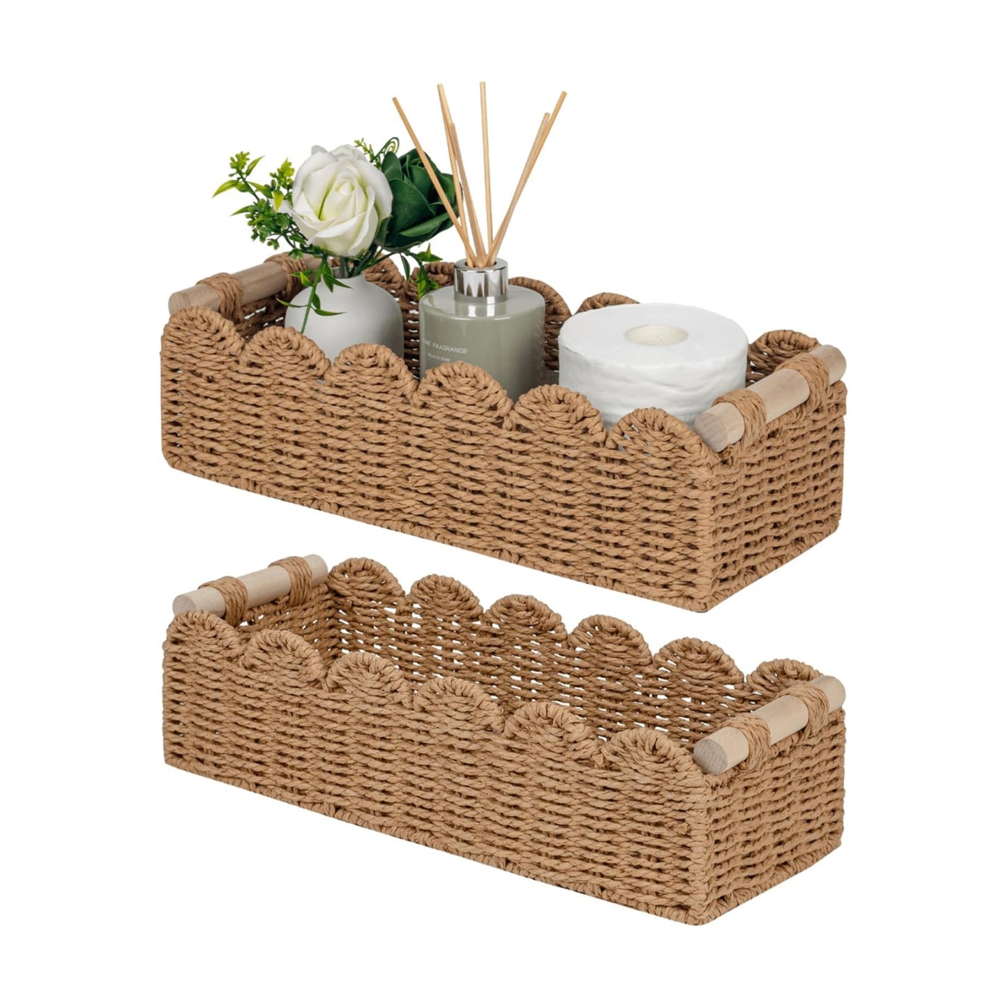 Scalloped Decorative Basket / Neutral / Set of 2