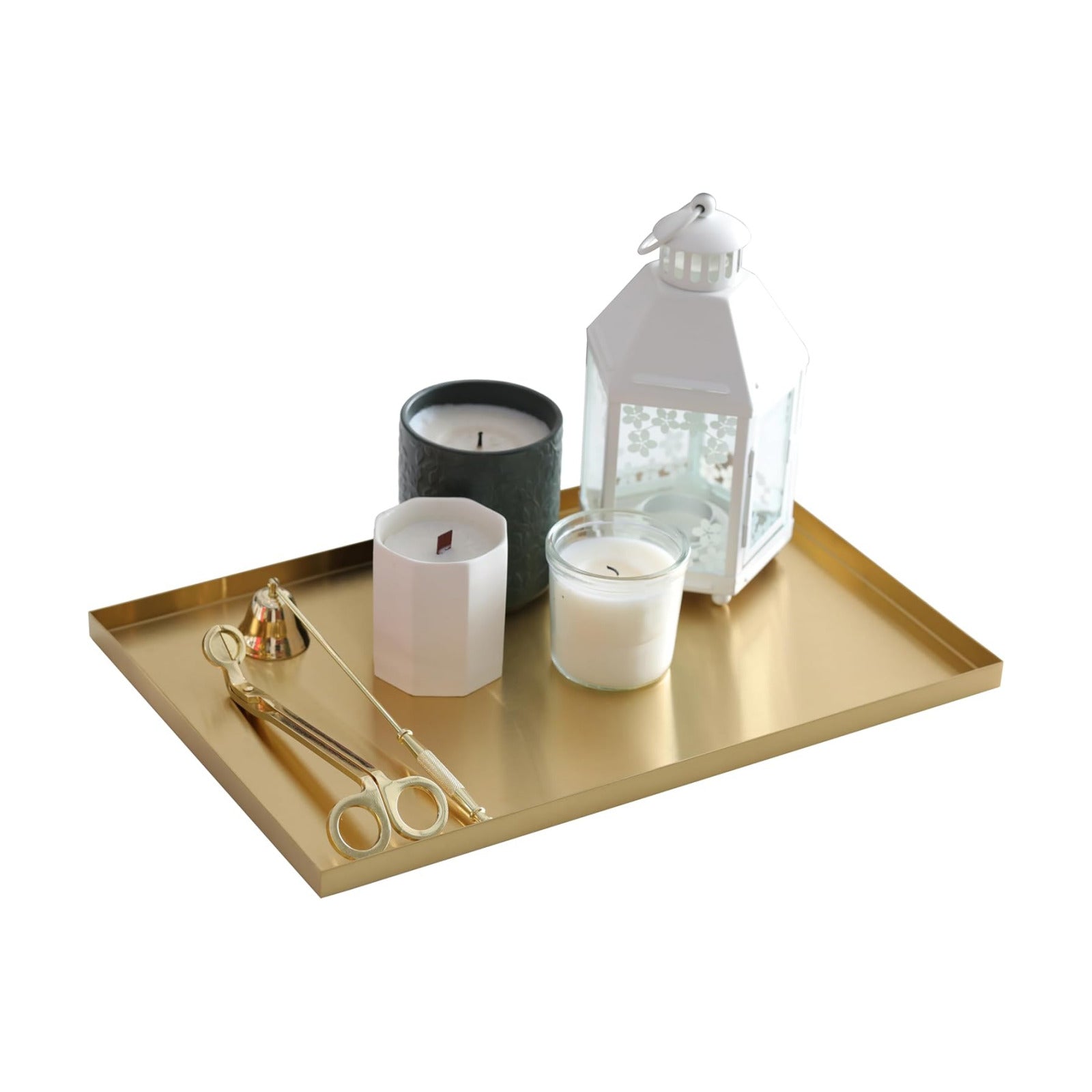 Gold Tray / Small Candle Holder / Sanding Gold / 15 x 10 x 0.6