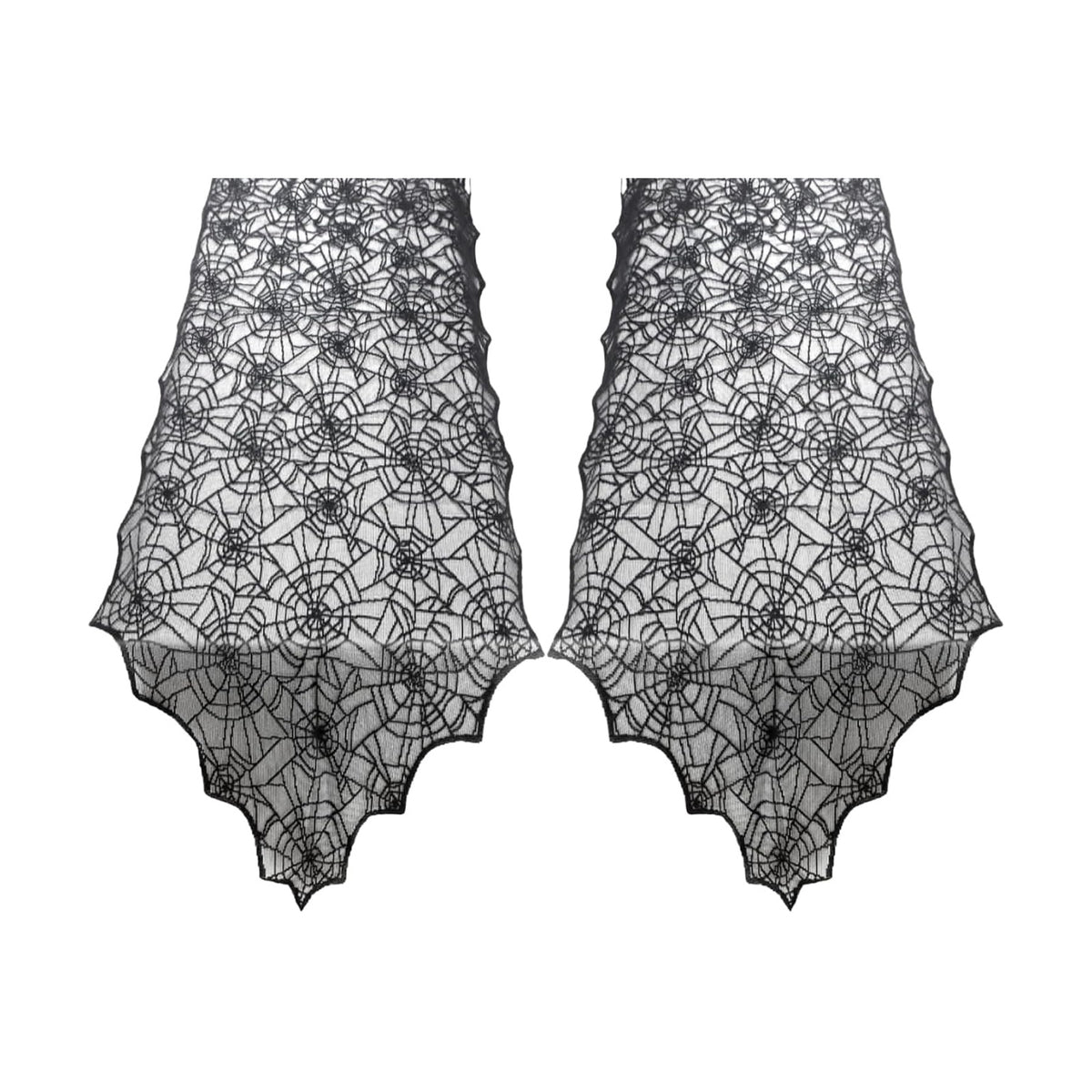 2pcs 14 x 48 Inch Halloween Table Runner Halloween Decorations Black Lace Spider Web Table Runner for Halloween Table Decor Spiderweb Table Runners Lace Runner for Tables Dinning Kitchen Dining Decor