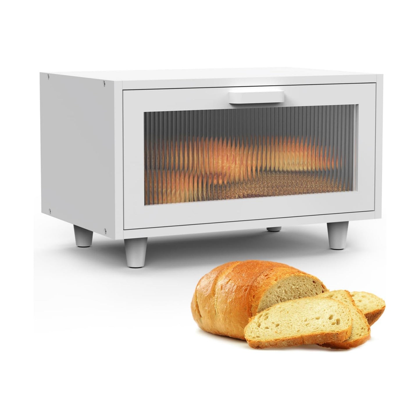 LOHASOK Bread Box for Kitchen Countertop | Wooden,Large, Farmhouse Bread Container Holder Storage, Acrylic translucent