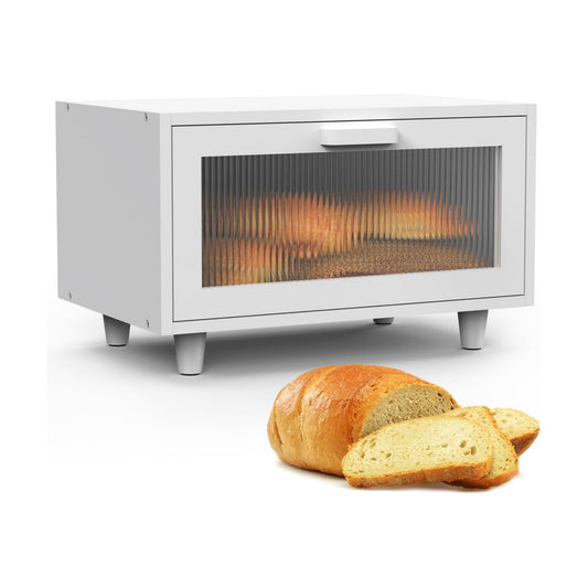 LOHASOK Bread Box for Kitchen Countertop | Wooden,Large, Farmhouse Bread Container Holder Storage, Acrylic translucent