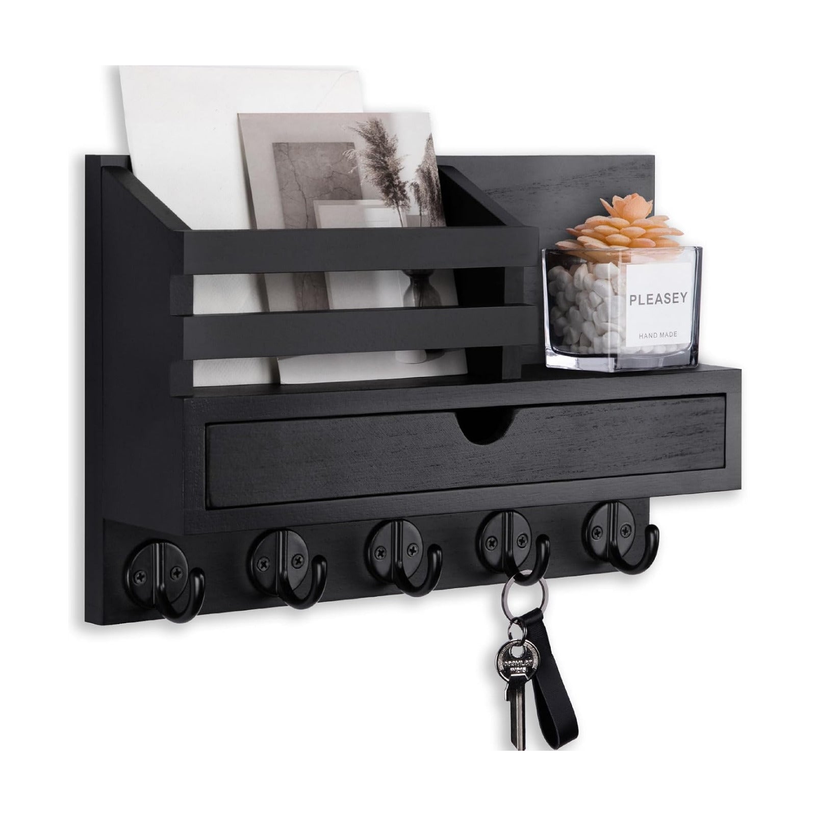 Mail Holder / Home Decor Rack / Black / Standard - 11.8 Inch
