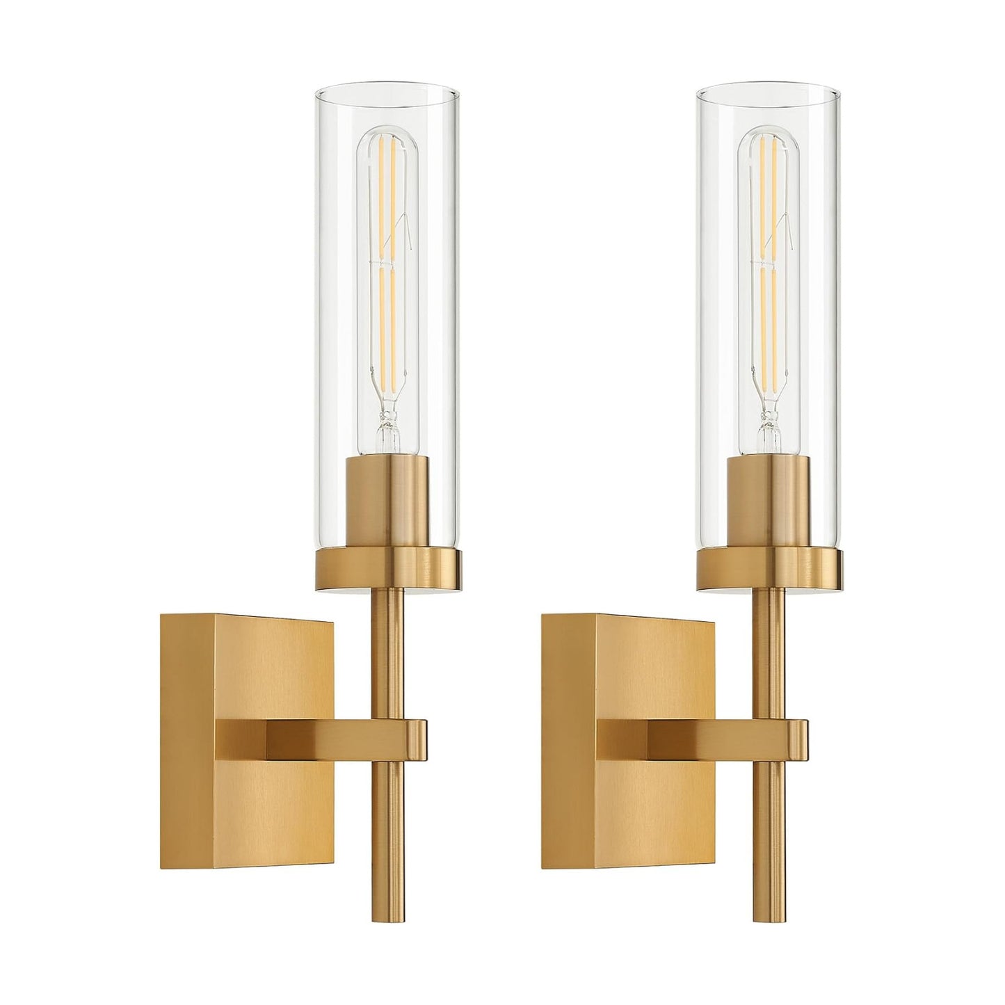 Gold Battery Operated Wall Sconce Set of 2, Wireless Wall Sconces with Remote Control, Rechargeable LED Dimmable Wall