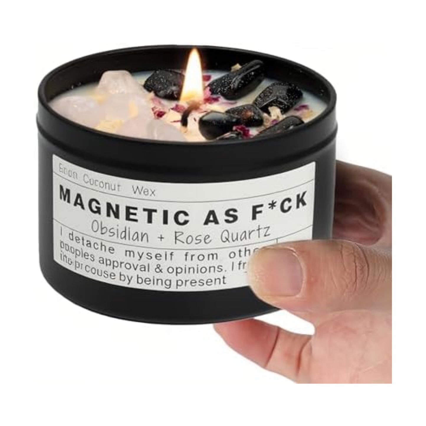 Magnetic AS F*CK, Hande Made Chakra Candle, Magic Attraction, Manifestation Crystal, Self Love, Ritual Meditation (8oz).