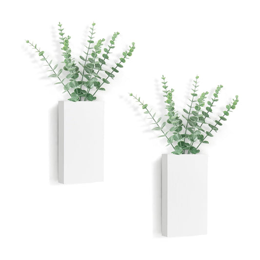 Wood Wall Planter Vase / White / Medium / Set of 2