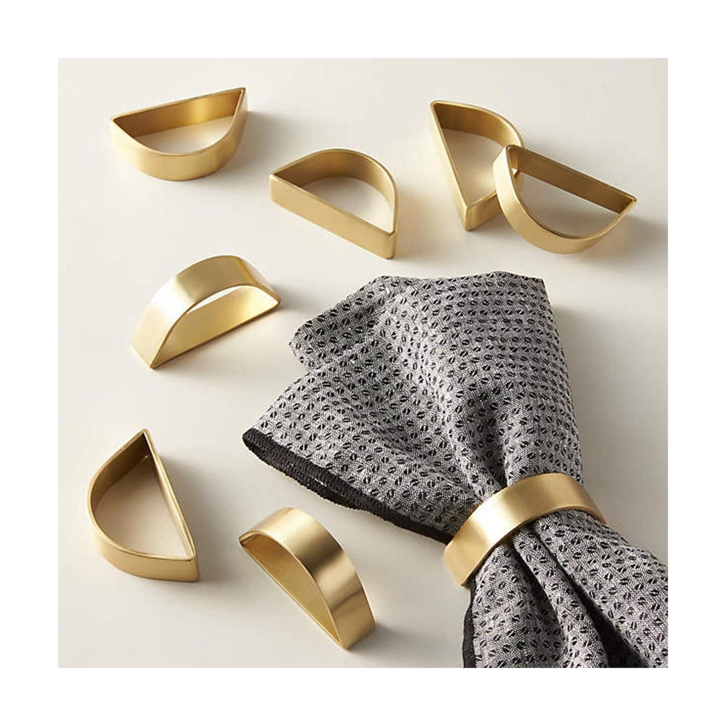 Cuff Brushed Gold Napkin Rings Set of 20, Modernist Napkin Ring Holder for Wedding, Banquet, Metallic Adornment for