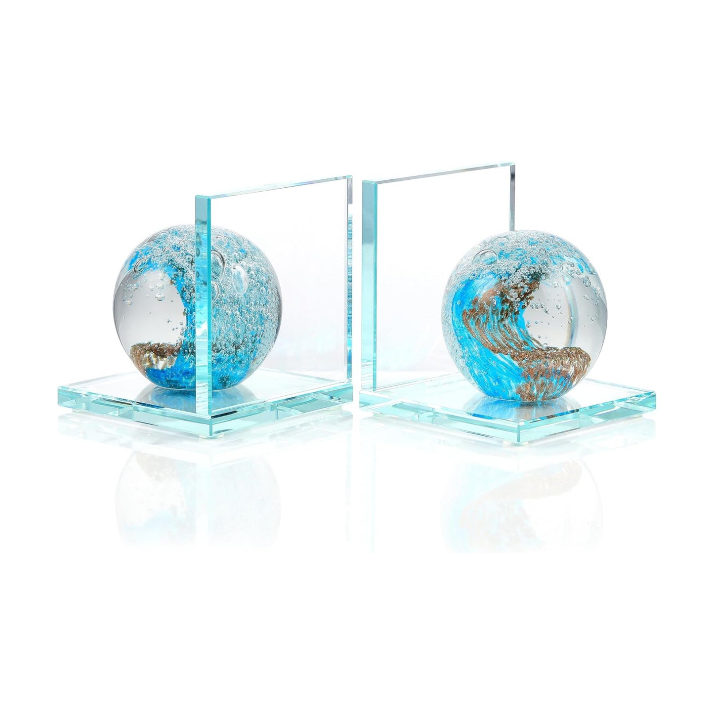 Glass Bookends / Book Ends / Light Blue