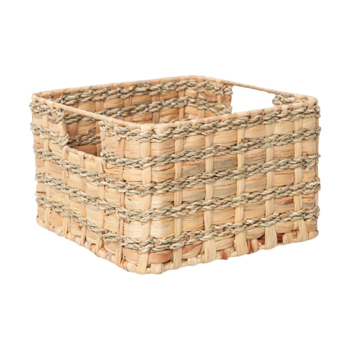 Metal Frame / Artisan Woven Rustic Organizer / 10.6 x 10.6 x 6.7 / Small