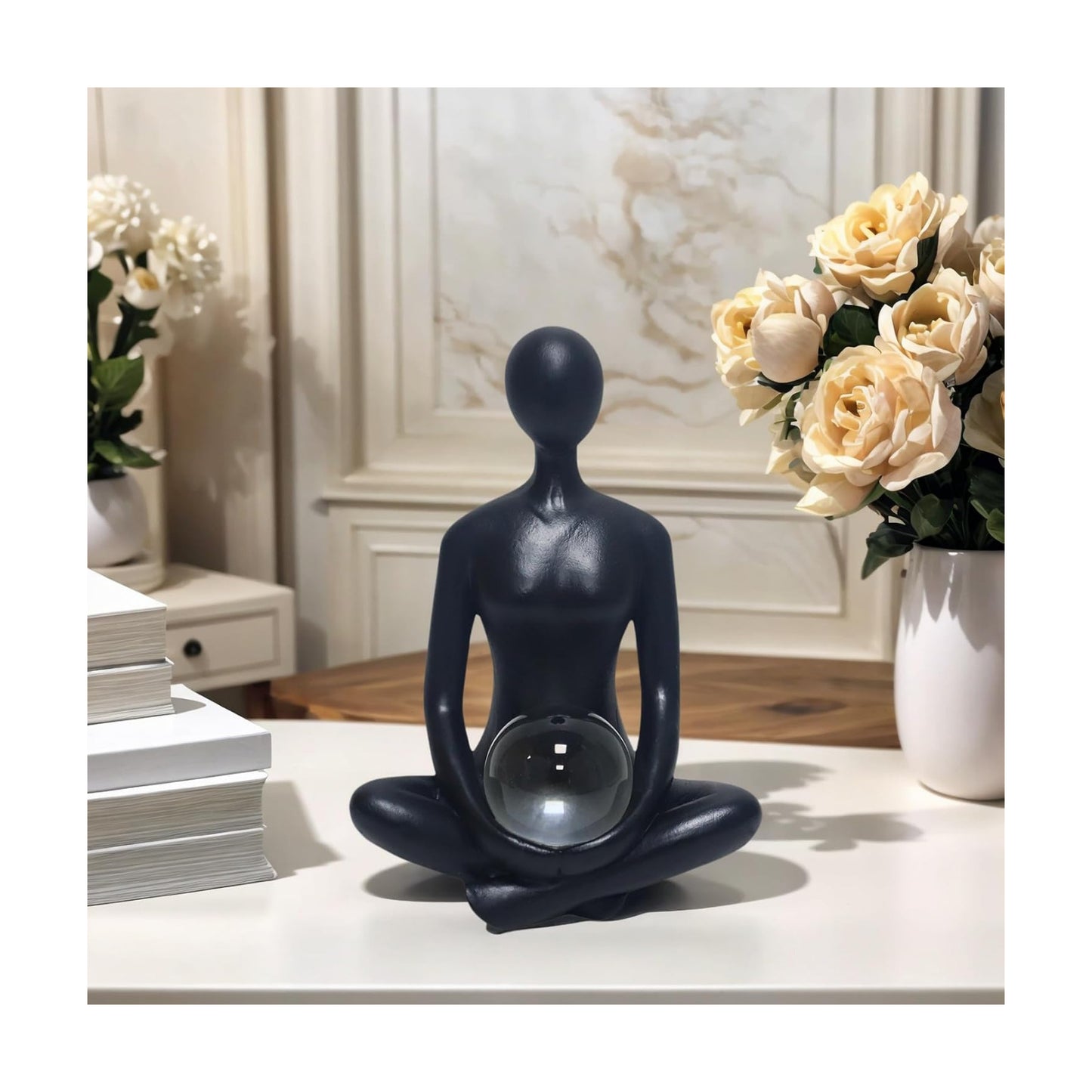 Zen Meditation Figurine / Black -yoga / 7.9 Inch