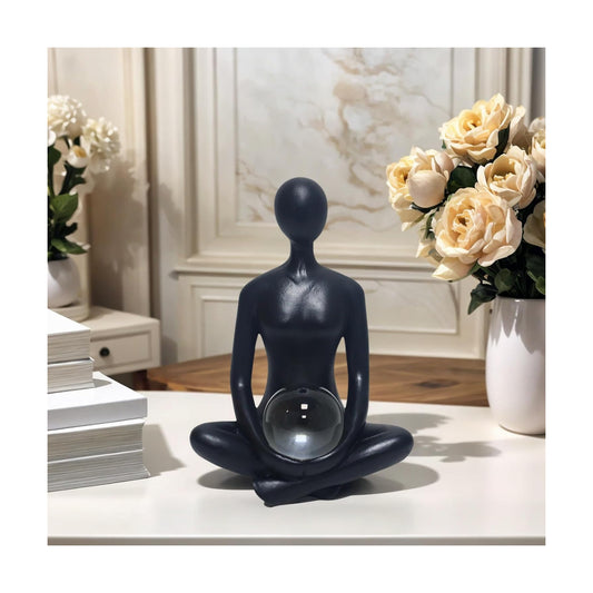 Zen Meditation Figurine / Black -yoga / 7.9 Inch
