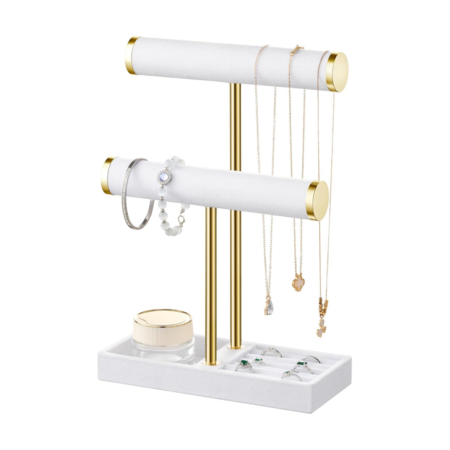Detachable T Bar Velvet Bracelet Holder / White