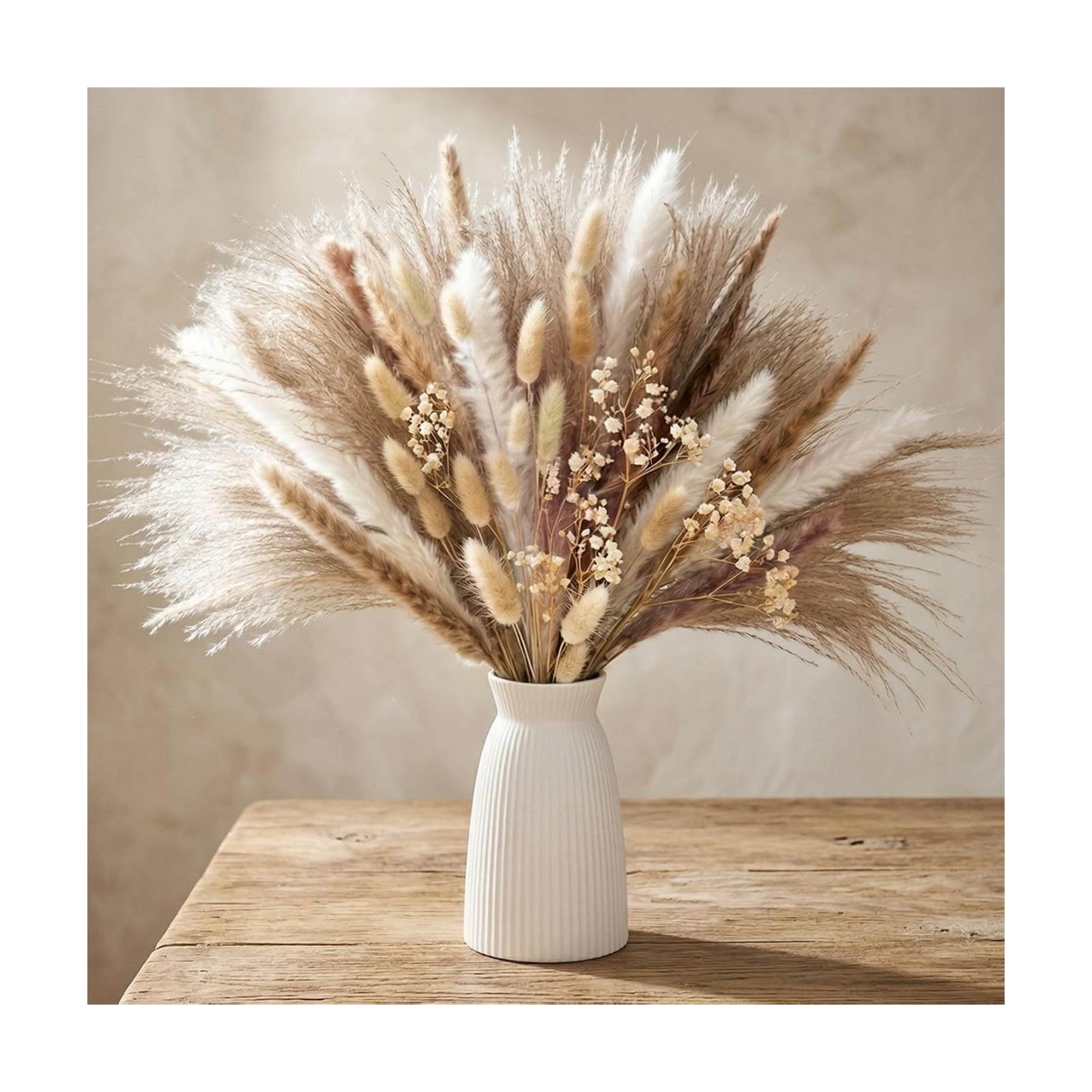 Dried Pampas Grass Set for Vase / Natural / 17 Inch / Set of 120