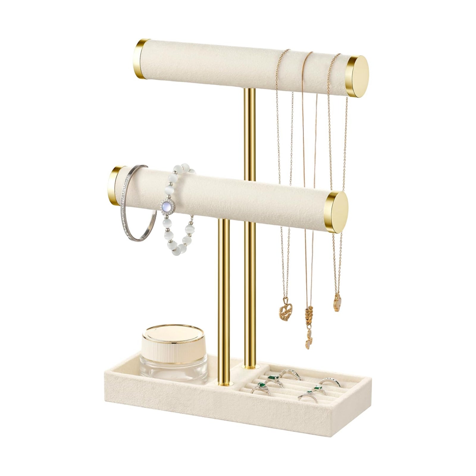 Detachable T Bar Velvet Bracelet Holder / Beige