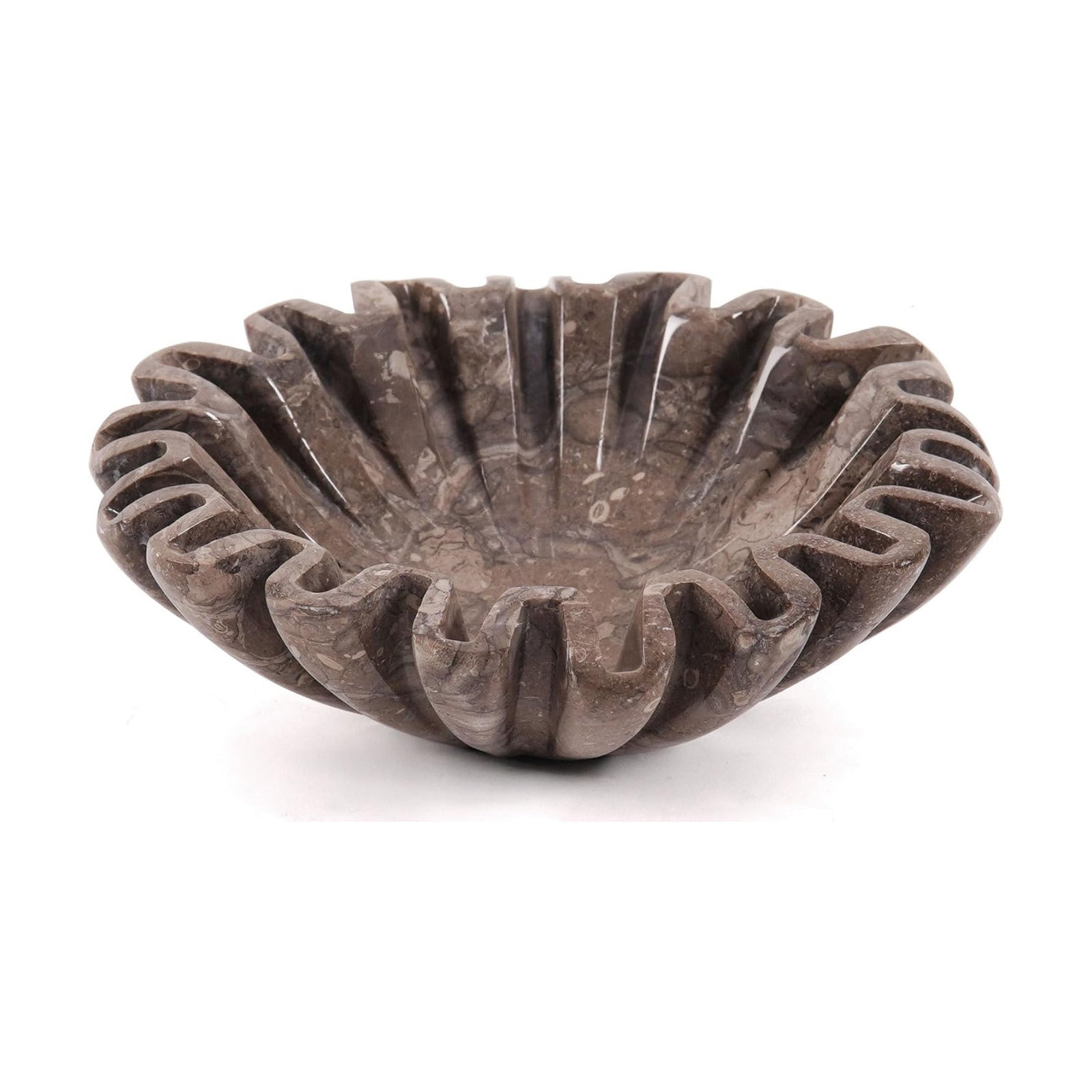 Marble Scalloped Bowl Handmade Stone Ruffle Bowl / Oceanic / 6 Inches