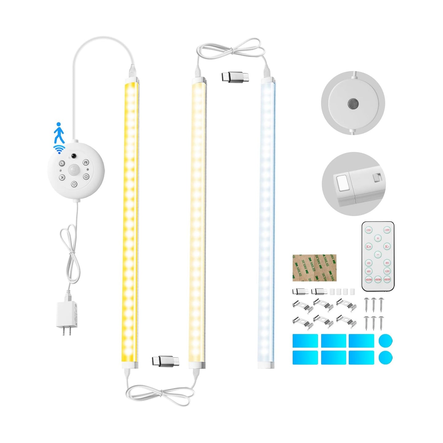LED Cabinet Light Bars Motion Sensor Dimmable Lights Kitchen Closet Shelf | Warm, Natural, Cool White, Stepless
