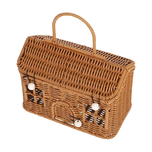 Small Rattan Storage Basket Woven Sundries Basket / Brown