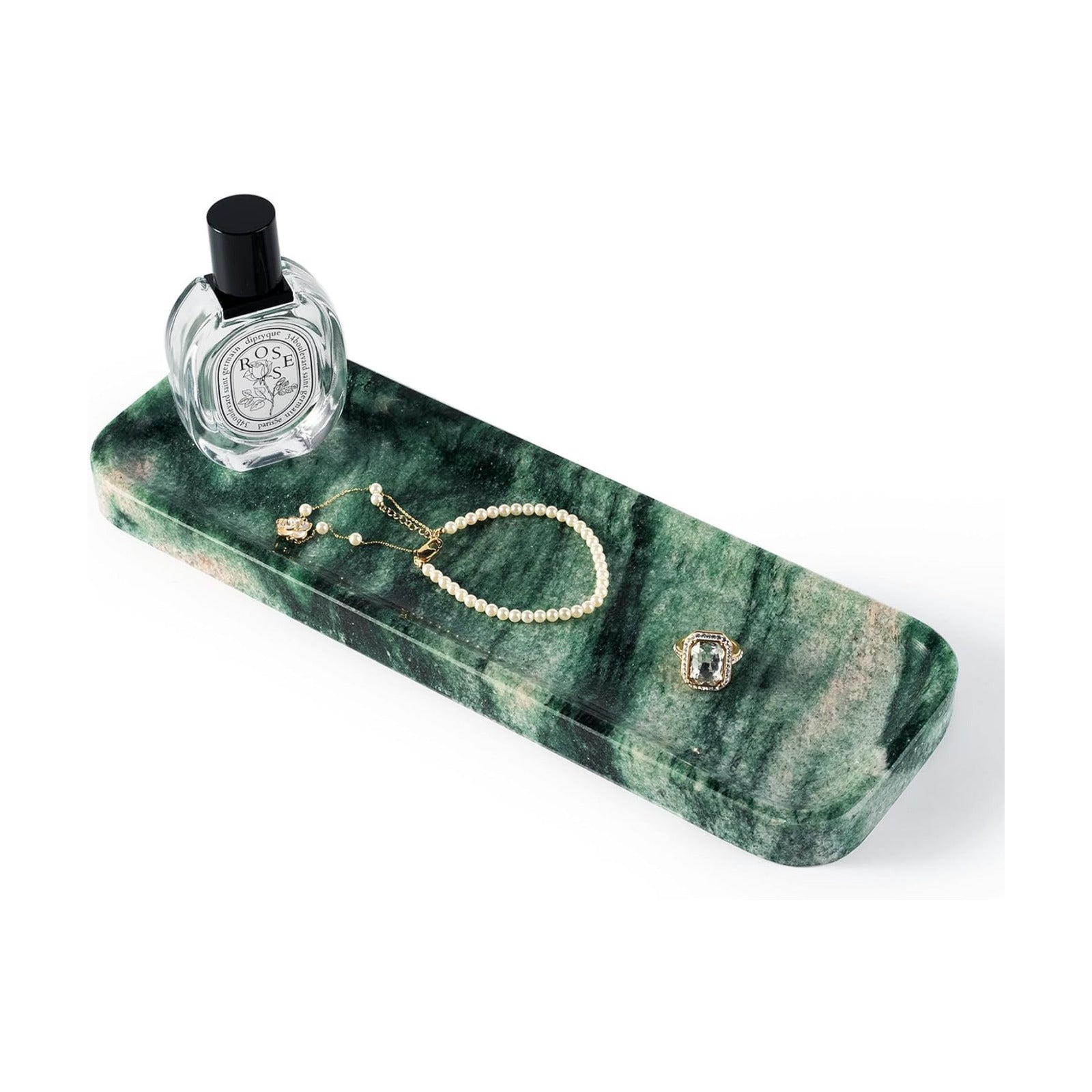 Marble Tray / Stone Vanity Tray / 12 x 4 / Verde Lapponia / Natural