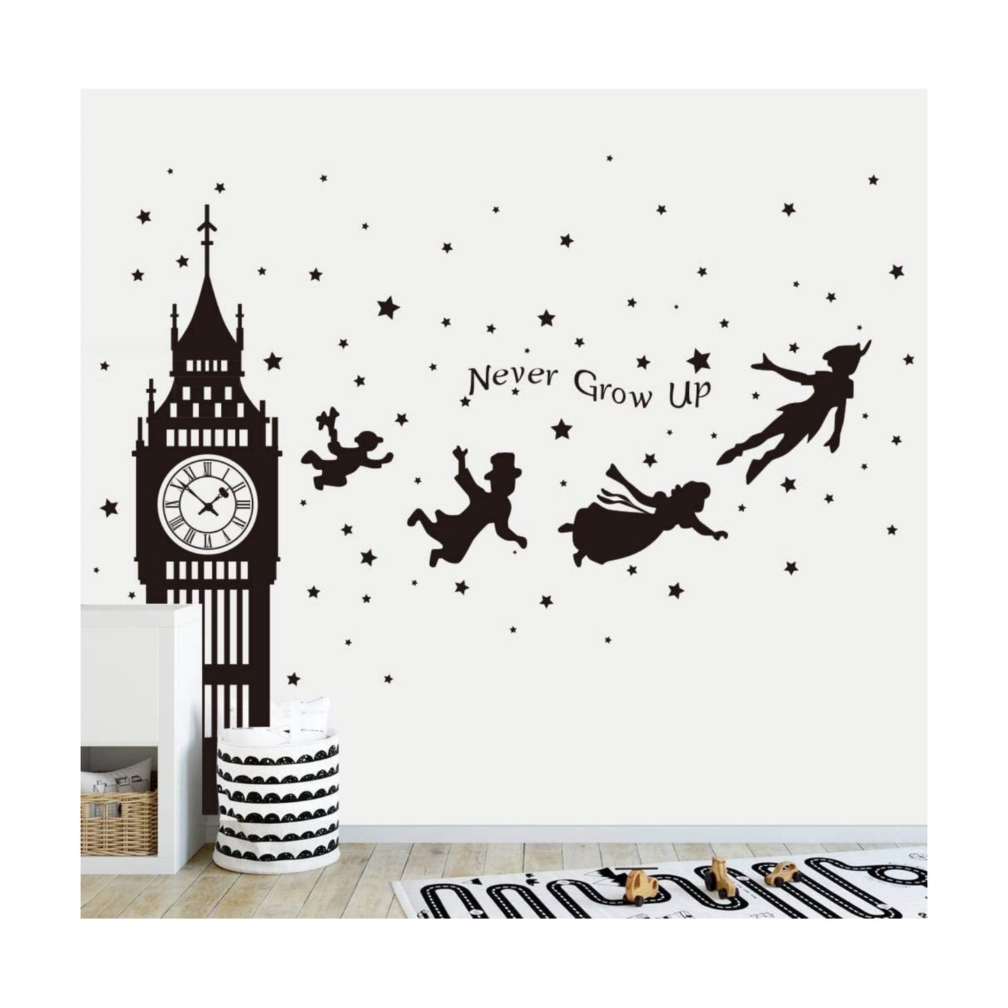 Wall Decals Peel and Stick for Nursery London Silhouette Quotes Wall Art Stickers Baby Kids / Black