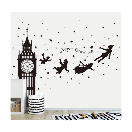 Wall Decals Peel and Stick for Nursery London Silhouette Quotes Wall Art Stickers Baby Kids / Black