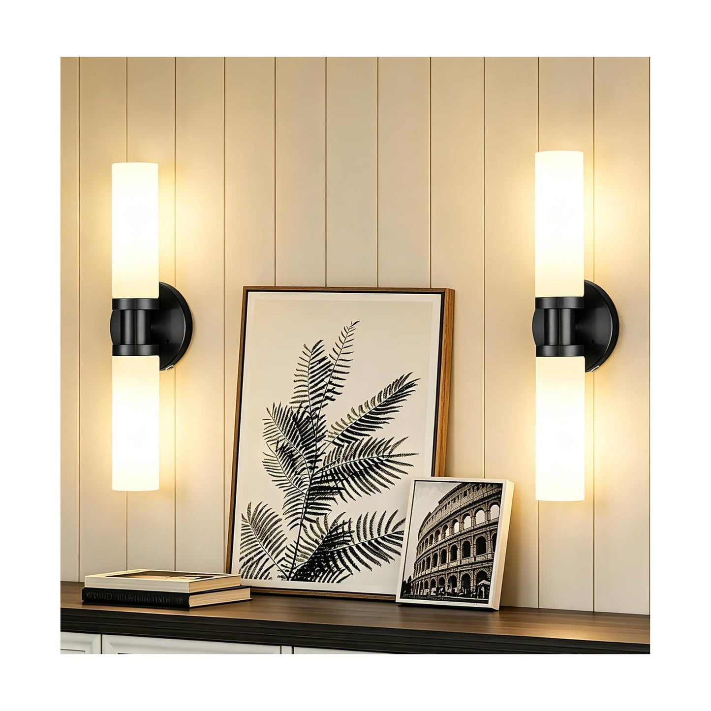 Rayogale Black Wireless Battery Operated Wall Sconce with Remote Control | Dimmable Rechargeable Wall Lights Set of 2