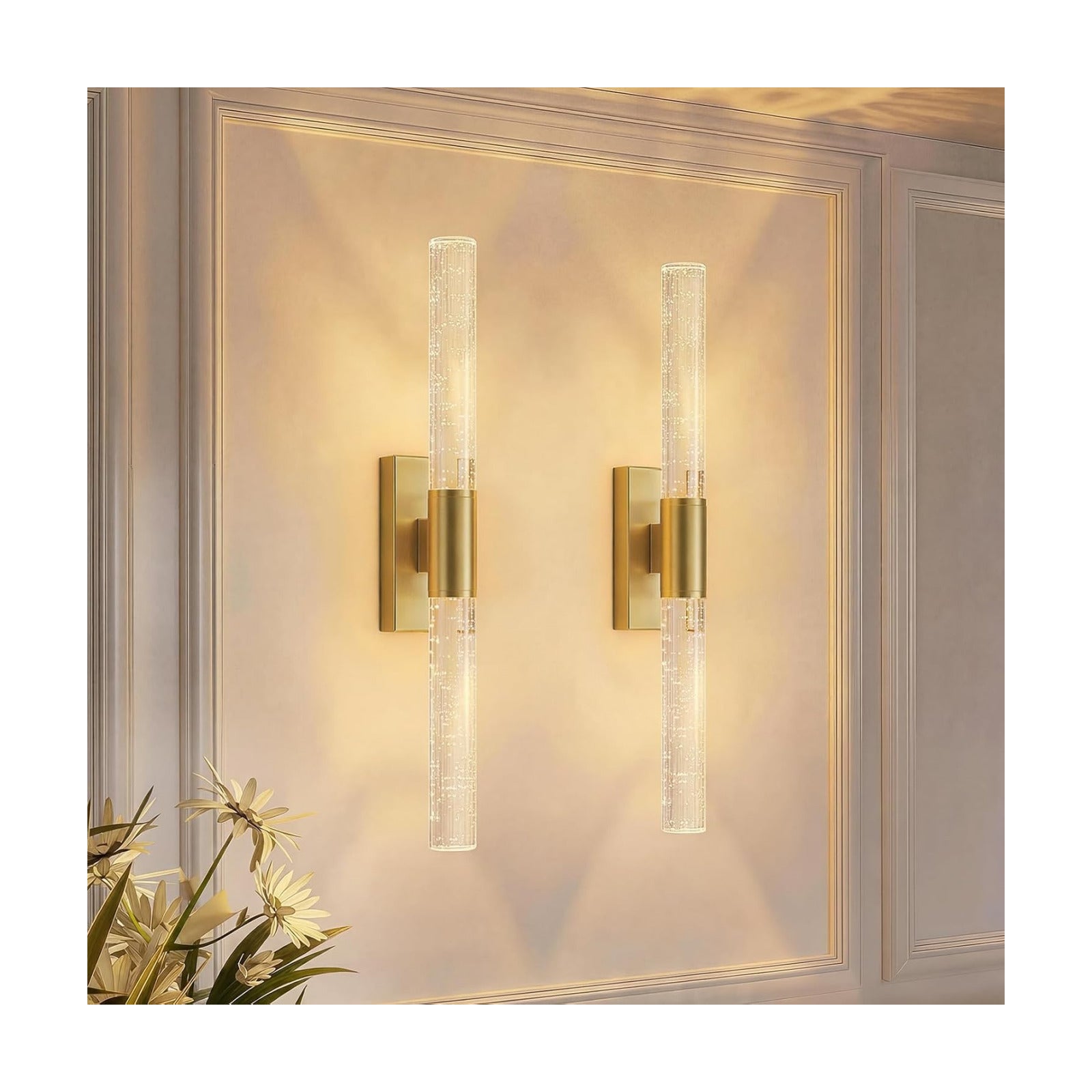 camuucci Battery Operated Wall Sconces Set of 2, Rechargeable Wall Lights | 12000mAh Long-Lasting Battery,Dimmable