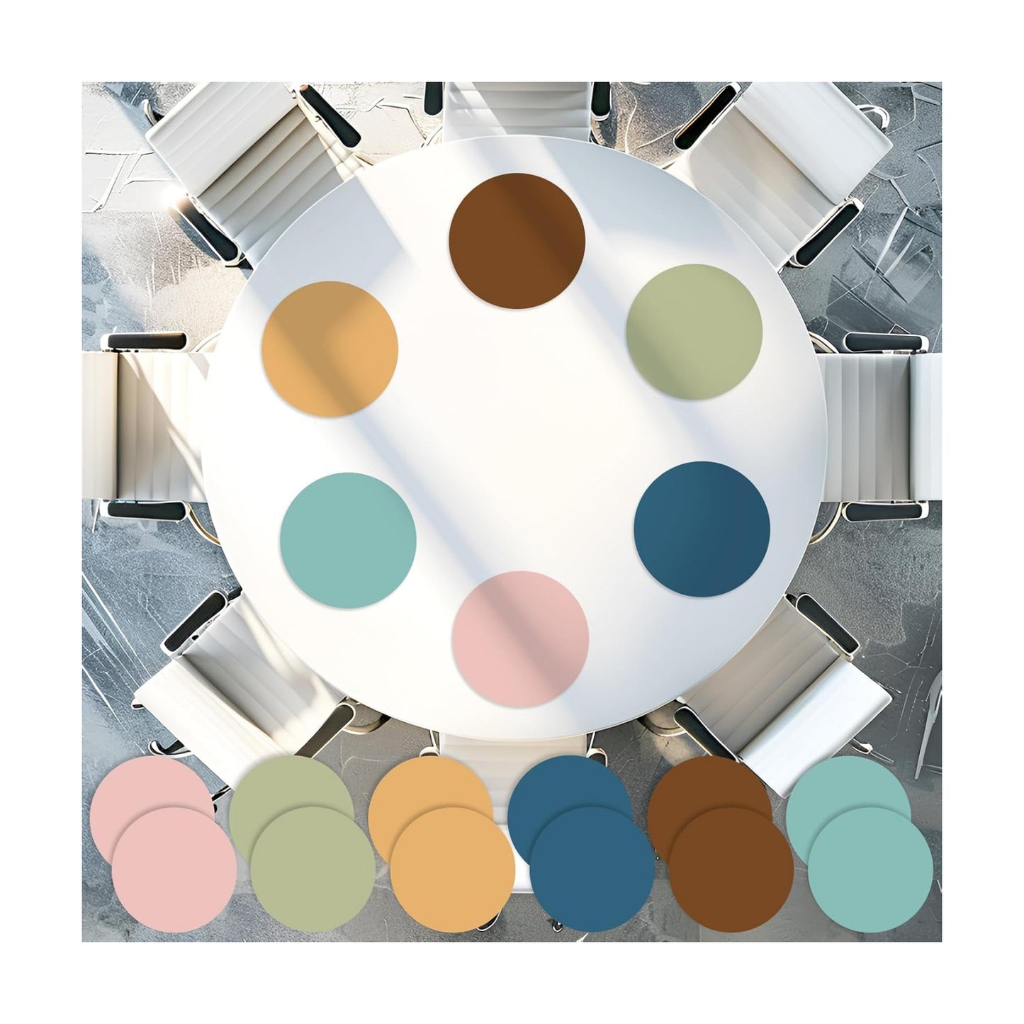 Large Dry Erase Dots Circles Spots Decals Neutral Color Waterproof / 10 Inch / Boho / Set of 12