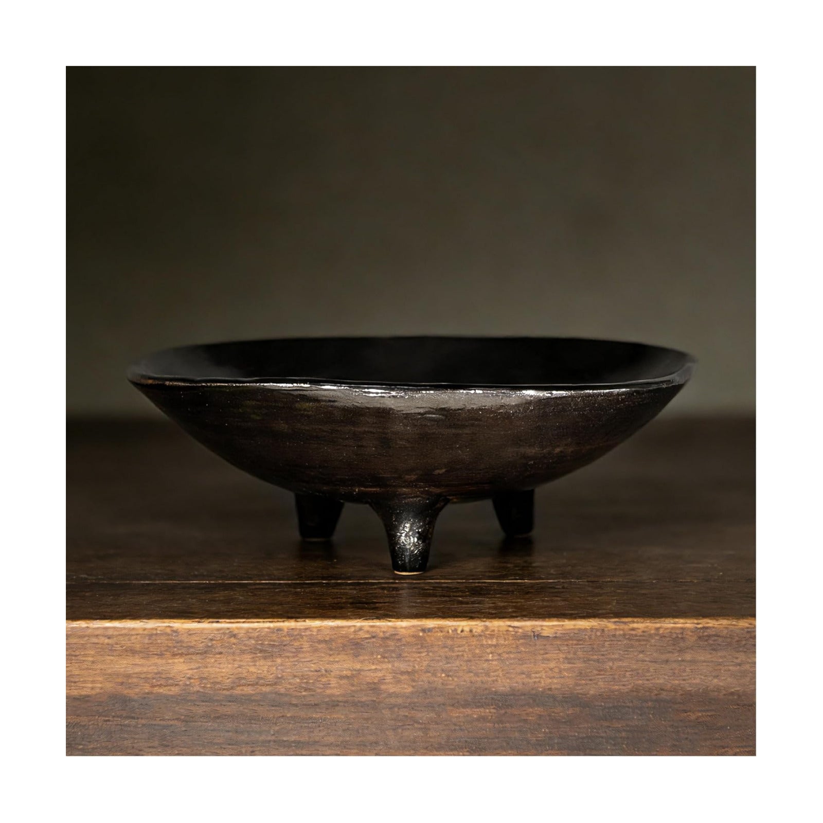 Small Wabi-Sabi Ceramic Bowl / Black / 6 Inch