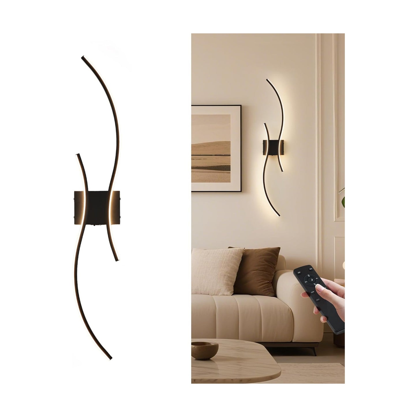 KARTOOSH Battery Operated Wall Sconce Set of Two with Remote Control | Wireless Wall Sconces with Stepless 3CCT &