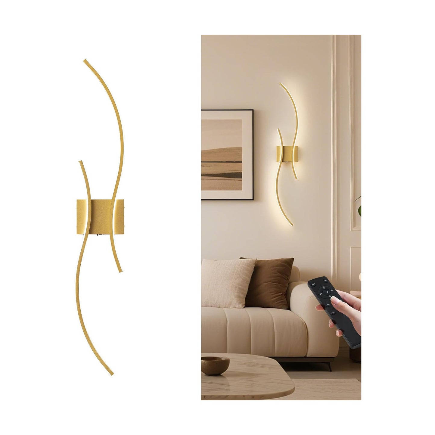 KARTOOSH Battery Operated Wall Sconce Set of Two with Remote Control | Wireless Wall Sconces with Stepless 3CCT &