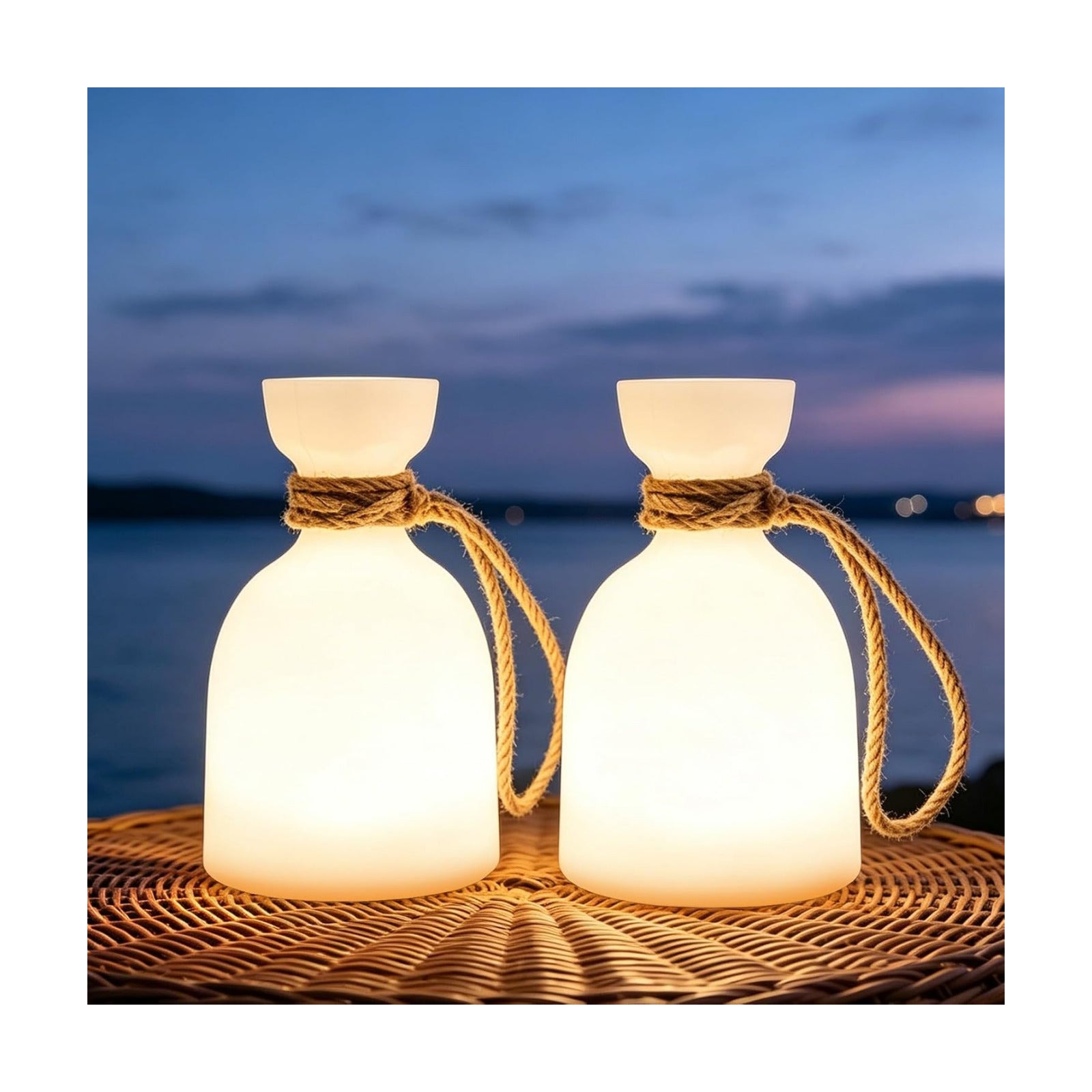 uuffoo 2 Pack Portable Led Lamp Waterproof, Led Camping Lantern Light with Handle, Rechargeable Night Lights with