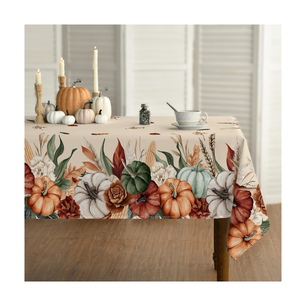 Horaldaily Fall Tablecloth 60 x 104 Inch Rectangular Flower Autumn Harvest