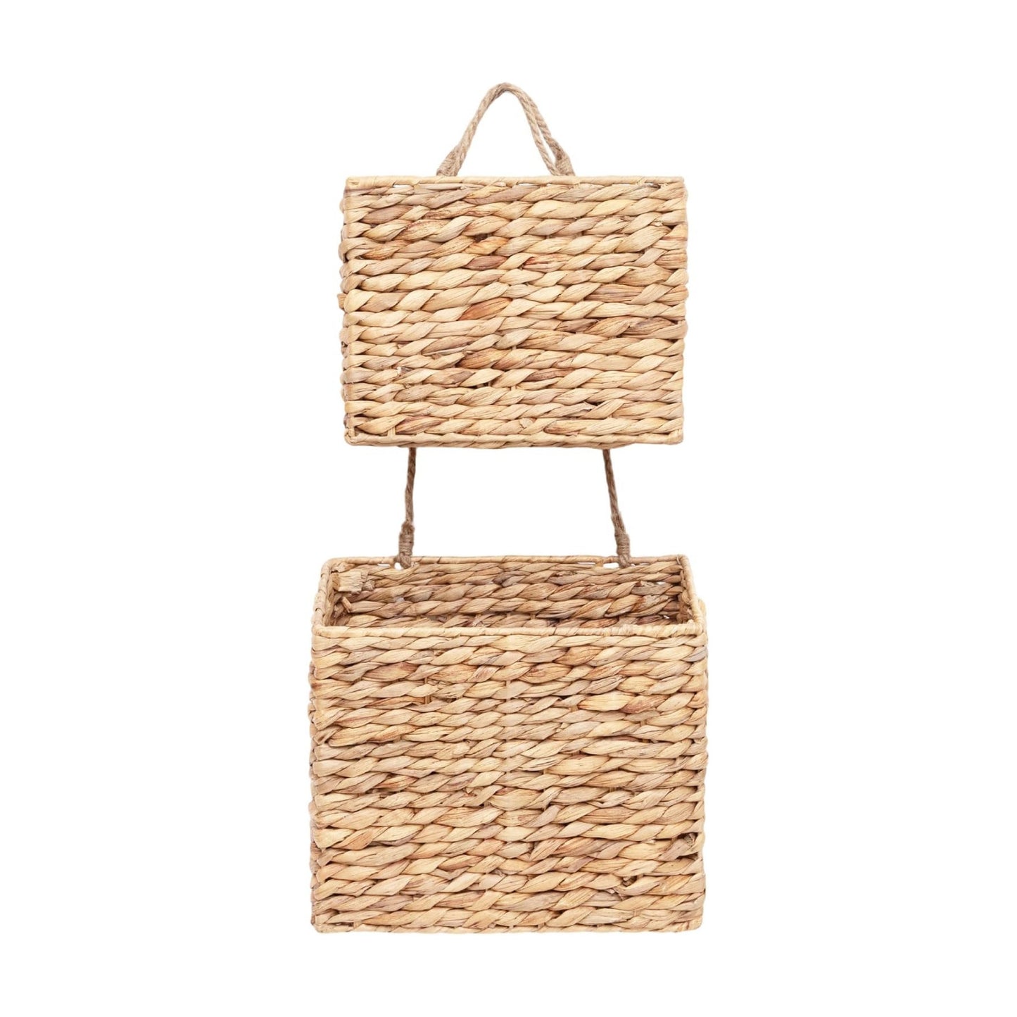 Woven Water Hyacinth Hanging Basket 2-Tiered Storage Baskets Over the Door Organizer / Rectangular