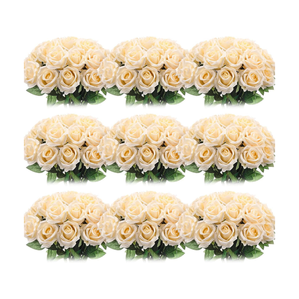 Jexine 100 Pcs Artificial Roses Flowers Bulk, Champagne