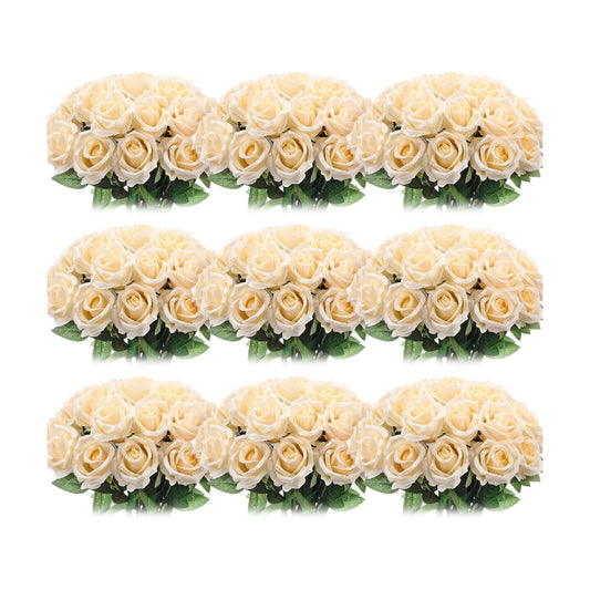 Jexine 100 Pcs Artificial Roses Flowers Bulk, Champagne
