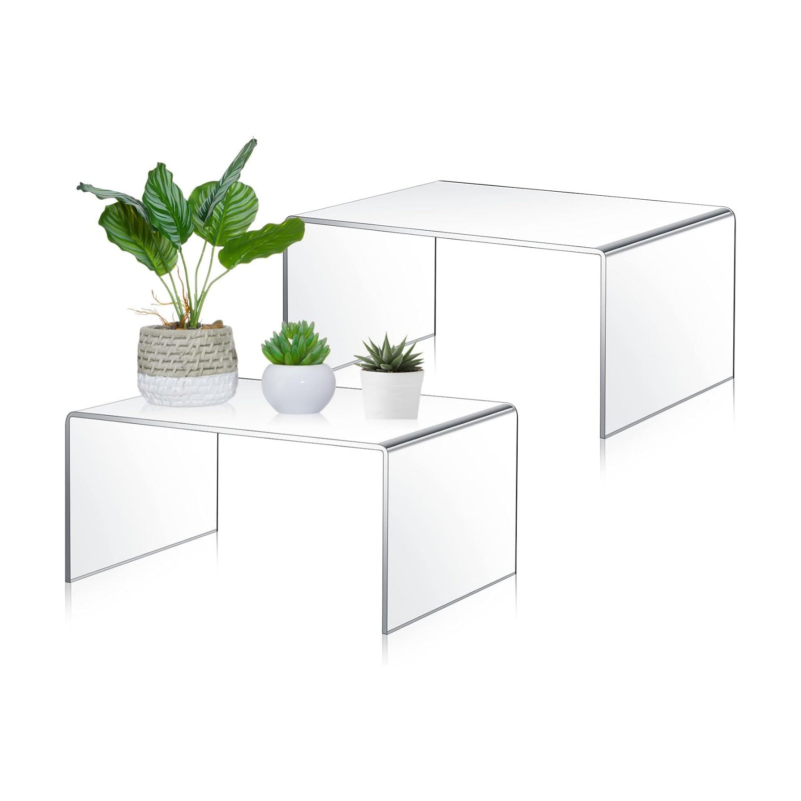RattanView 2 Pcs 13 Inch Large Acrylic Risers Display Stands 5 mm Thick Acrylic Shelf Riser Showcase for Collectibles