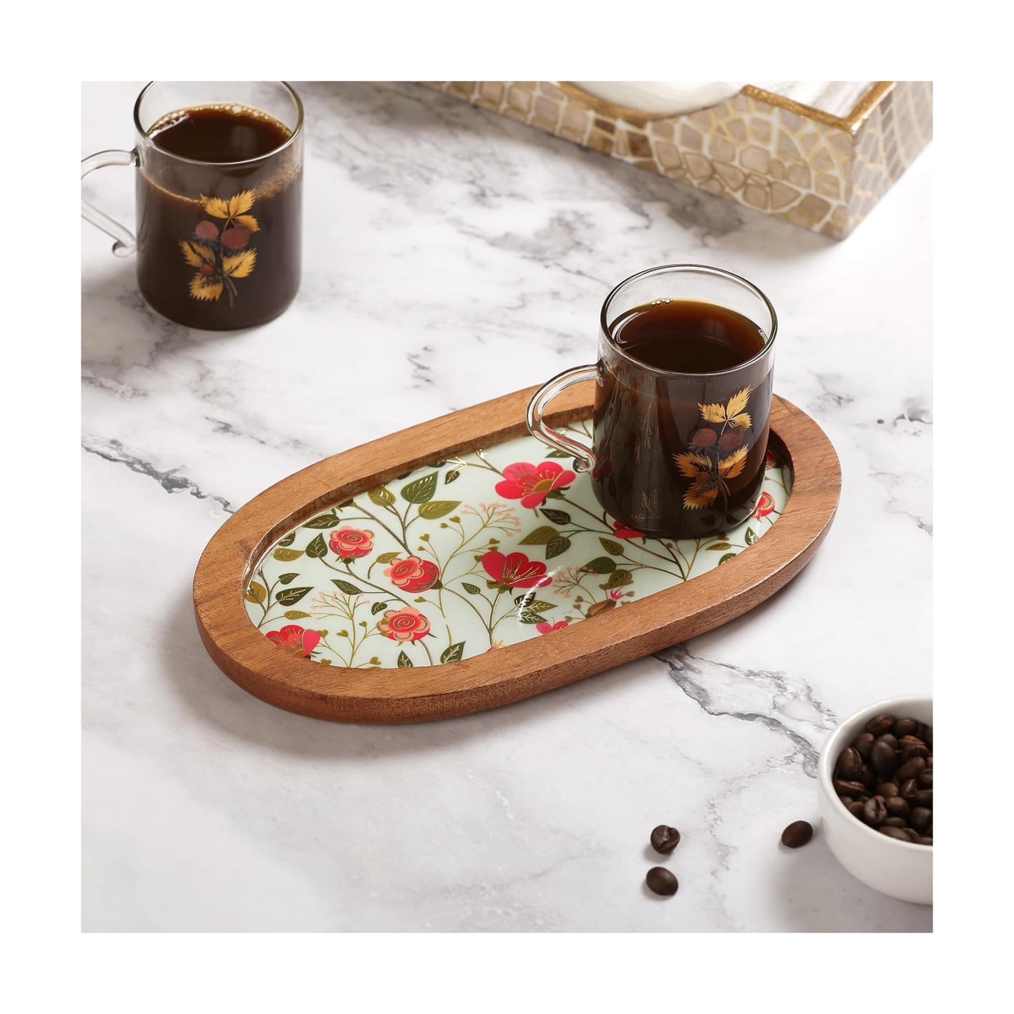Wooden Small Serving Tray / White