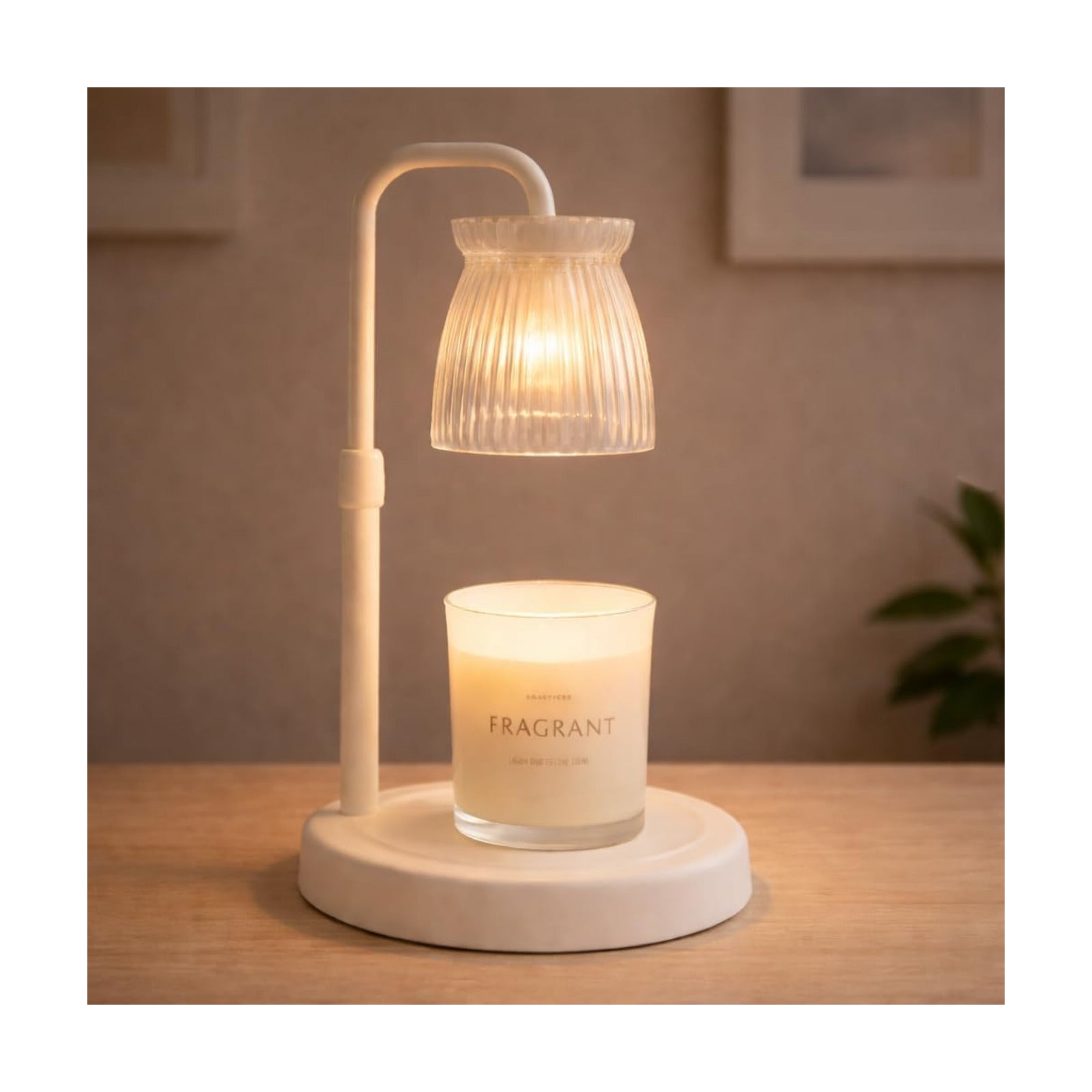 Shering White Candle Warmer Lamp with Timer & Dimmable - Metal Base & Glass Shade, Adjustable Height Wax Melter for Jar