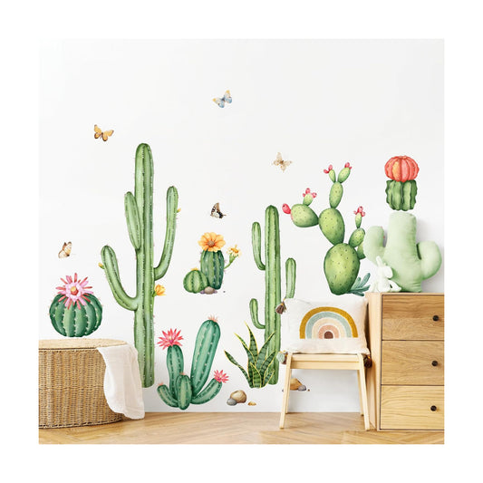 Large Cactus Wall Decals Plants Wall Stickers Peel and Stick Tropical Art Decor / Green