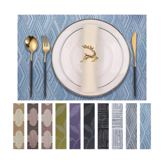 Druable Placemats Set of 8, Plastic Heat-Resistant Non-Slip Vinyl Place Mats Washable Easy to Clean Indoor Outdoor